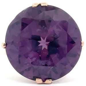 Vintage Estate 9.50 Carat Color-Change Alexandrite Solitaire Ring in 14k Yellow Gold VIDEO