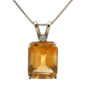Estate Natural Citrine & Diamond Pendant in 14k Yellow Gold VIDEO