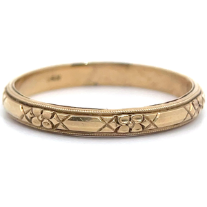 Vintage Estate Textured Flower Pattern Ring in 14k Yellow Gold VIDEO