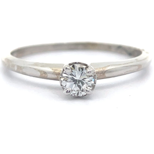 Classic Estate 0.35 Carat Natural Diamond Round Solitaire Ring in 14k White Gold VIDEO
