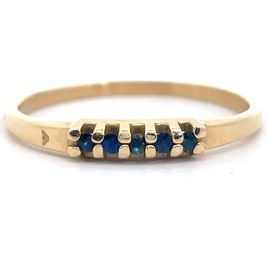 Estate Natural Blue Sapphire Stacking Ring in 14k Yellow Gold VIDEO