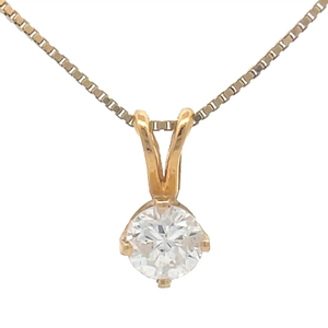 Sparkling 0.30 Carat Natural Diamond Round Solitaire Pendant in 14k Yellow Gold VIDEO