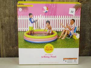 Ring Pool 105 gal Round Kiddie Pool - YellowPinkNavy - Sun Squad PVC Inflatable for Kids