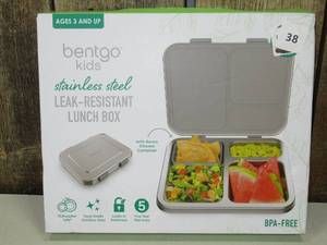 Bentgo Kids Stainless Steel Leakproof 3 Compartments Bento-Style Lunch Box - Silver