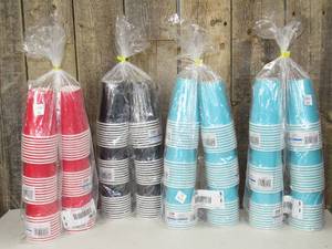 4 Packs of 60 Cups in Teal, Black, Red