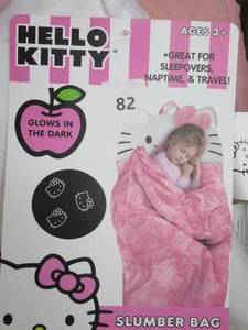 Hello Kitty Kids Glow in the Dark Sleeping Bag Pink