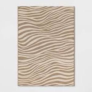 5x7 Wavy Lines Outdoor Outdoor Area Rug BeigeNatural Brown - Threshold