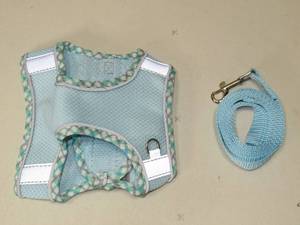 Small Dog Harness & Leash Light Blue Medium