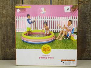 3 Ring Pool 105 gal Round Kiddie Pool - YellowPinkNavy - Sun Squad