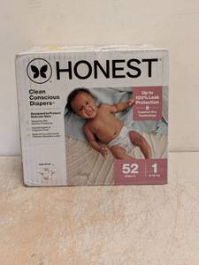NEW HONEST CLEAN CONSCIOUS DIAPERS SIZE 1 52 CT