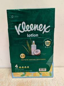 NEW KLEENEX LOTION COCONUT  ALOE 3-IN-1 TISSUE 4 PACK