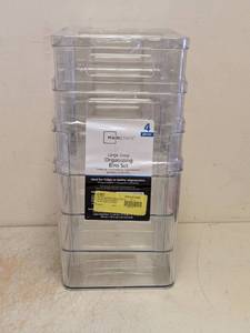 NEW MAINSTAYS LARGE DEEP ORGANIZING BINS SET 4PC
