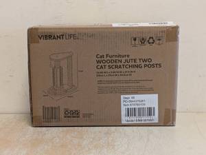 NEW VIBERANT LIFE CAT FURNITURE WOODEN JUTE TWO CAT SCRATCHING POSTS