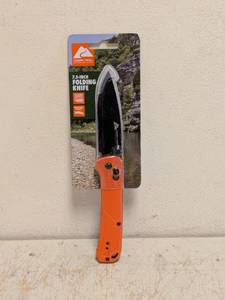 NEW OZARK TRAIL 7.5 FOLDING KNIFE ORANGE