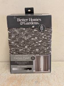NEW BHG CURTAIN PANEL BROWN BASKET BOUCLE