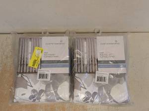 (2) NEW CURTAIN WORKS ONE ROD POCKET FLIPPABLE PANEL WATERCOLOR FLORAL