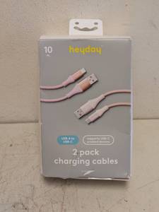 NEW HAYDAY 10FT. USB-A TO USB-C CHARGING CABLES 2PK