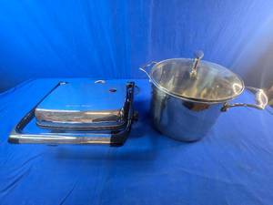 Hamilton Beach Panini Press & Gourmet Sandwich Maker, Stainless Steel Stock Pot with Lid