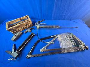 Assorted Tools, Grease Gun, Caulking Gun, Hand Saws Etc.