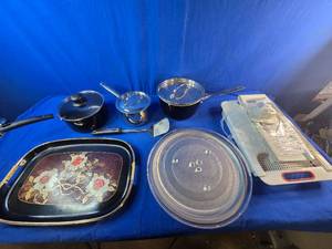Lot of Assorted Cooking Pans, Serving Dishes and Kitchen Items