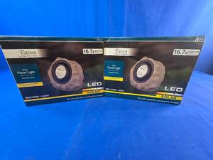 (2) New Patriot Lighting LED Solar Rock Flood Lights