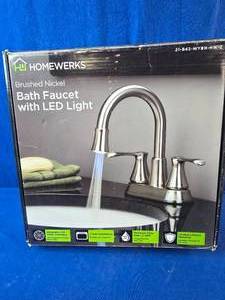 Homewerks Brushed Nickel Bath Faucet with LED Light