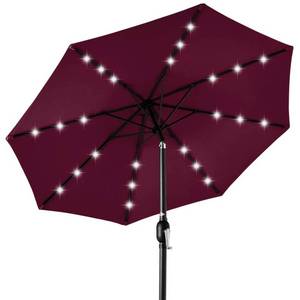 Solar LED Lighted Patio Umbrella w/ Tilt Adjustment, UV-Resistant - 10ft