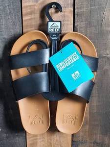 New Reef Womens Cushion Vista Black Sandals Size 5