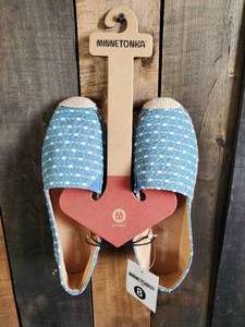 New Minnetonka Moccasin Womens Light Blue Pam Slip Ons Size 8