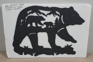 Laser Cut Metal Black Bear Wall Art