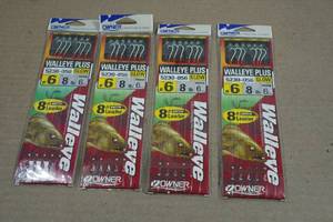 4 Walleye Plus Glow #6 Hooks with Leaders