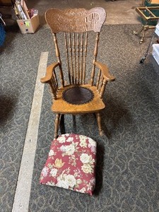 Antique Oak Press Back Rocker