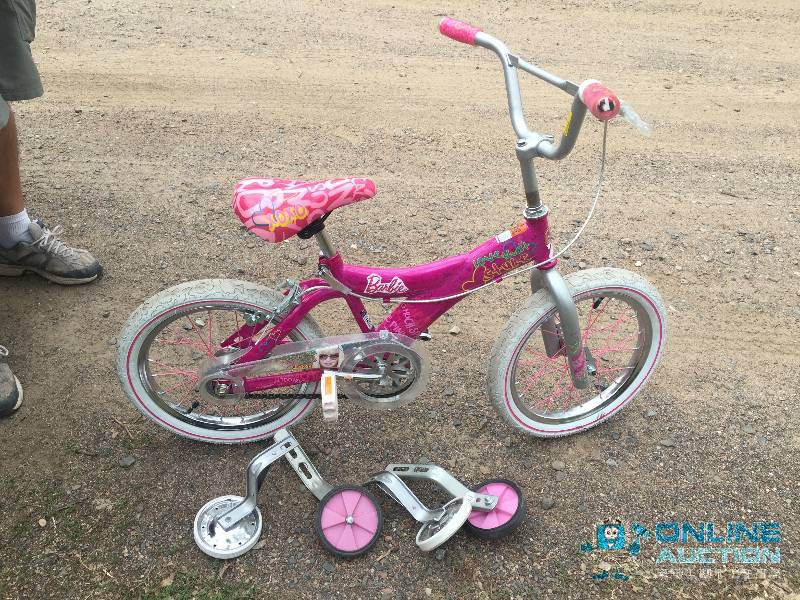 barbie bike with training wheels