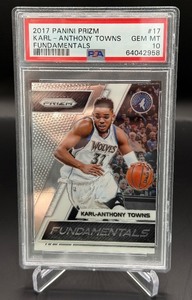 Karl-Anthony Towns PSA 10 Gem Mint 2017 Prizm Fundamentals #17 Minnesota Timberwolves Basketball Card