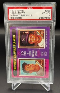 1975 Topps #200 PSA 4 VG-EX 1962 MVPs Mickey Mantle and Maury Wills Vintage Baseball Card