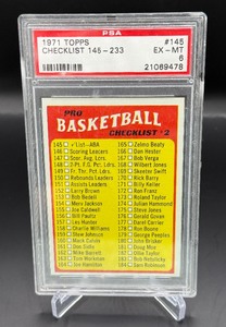 1971 Topps Basketball Checklist #145 PSA 6 EX-MT Vintage Basketball Card