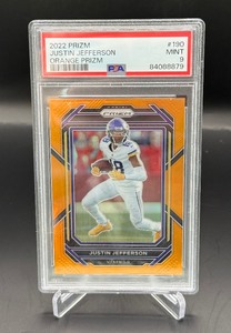 Justin Jefferspn 249 PSA 9 Mint 2022 Orange Prizm #190 Numbered 006249 Minnesota Vikings Football Card