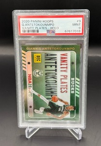 Giannis Antetokounmpo PSA 9 Mint 2020 Hoope Vanity Plates Holo #9 Basketball Card