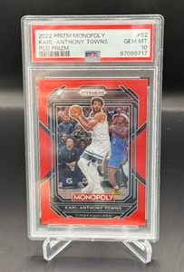 Karl-Anthony Towns PSA 10 Gem Mint Red Prizm 2020 Monopoly #52 Minnesota Timberwolves Basketball Card