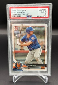 Pete Alonso PSA 9 Mint 2018 Bowman Paper Prospects #BP137 Baseball Card