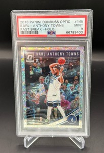 Karl-Anthony Towns PSA 9 Mint 2019 Donruss Optic Fast Break Holo #145 Basketball Card