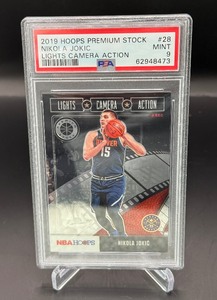 Nikola Jokic PSA 9 Mint 2019 Hoops Premium Stock Lights Camera Action #28 Basketball Card