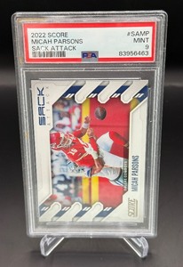 Micah Parsons PSA 9 Mint 2022 Score Sack Attack #SAMP Football Card w Mahomes