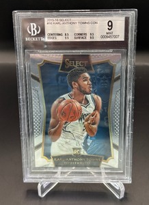 Karl-Anthony Towns RC Beckett 9 Mint 2015-16 Select #16 Rookie Basketball Card