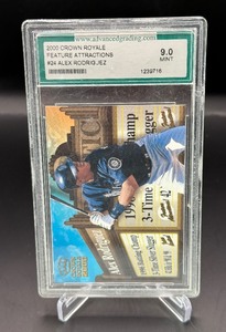 Alex Rodriguez Graded 9 Mint 2000 Crown Royale Futur Attractions #24 Baseball Card