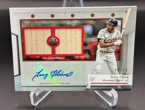 Tony Oliva Auto Bat Relic 50 2024 Topps Museaum Collection Signature Swatches Dual Relic Autograph #SWDRA-TO Minnesota Twins Baseball Card