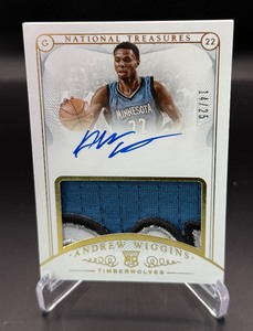 Andrew Wiggins 26 RC RPA 2015 National Treasures #101 Auto  Tri-Colored Relic  Rookie Numbered 1425 Minnesota Timberwolves Baketball Card