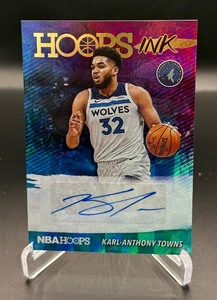 Karl-Anthony Towns Auto 2019-20 Hoops Ink #HI-KAT Minnesota Timberwolves Basketball Card
