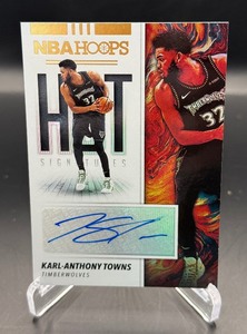 Karl-Anthony Towns Auto 2019-20 Hoops Hot Signatures #HS-KAT Minnesota Timberwolves Basketball Card