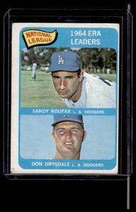 Sandy Koufax  Don Drysdale 1965 Topps NL ERA Leaders #8 Vintage Baseball Card